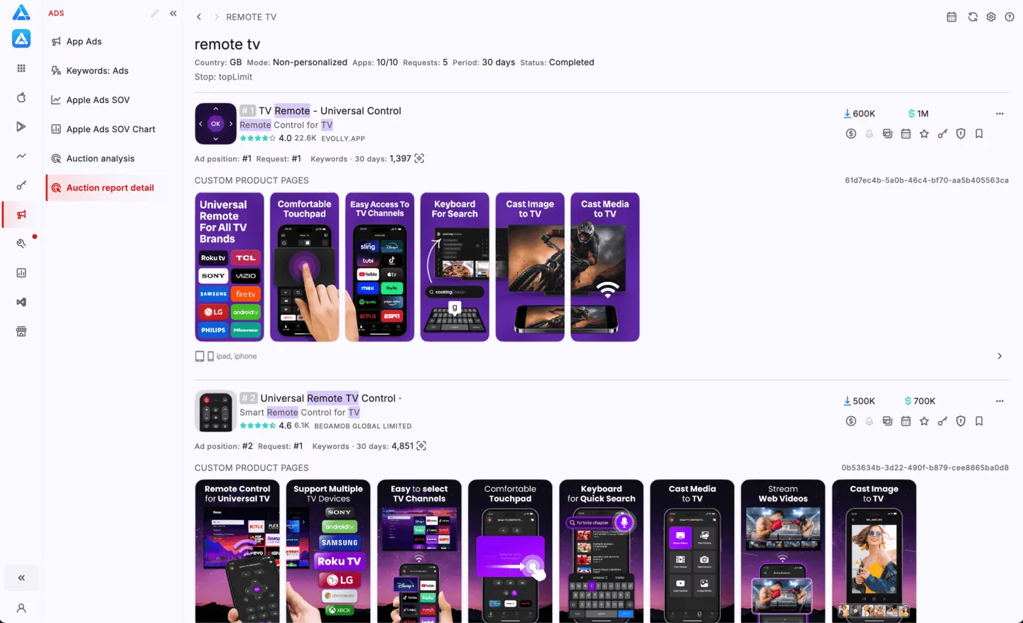 Apple Search Ads Auction Insights