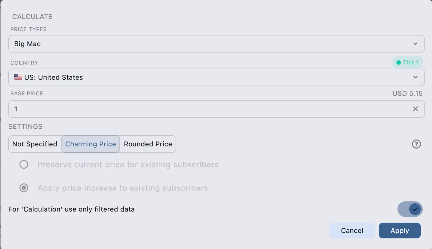 Pricing: Price point editor