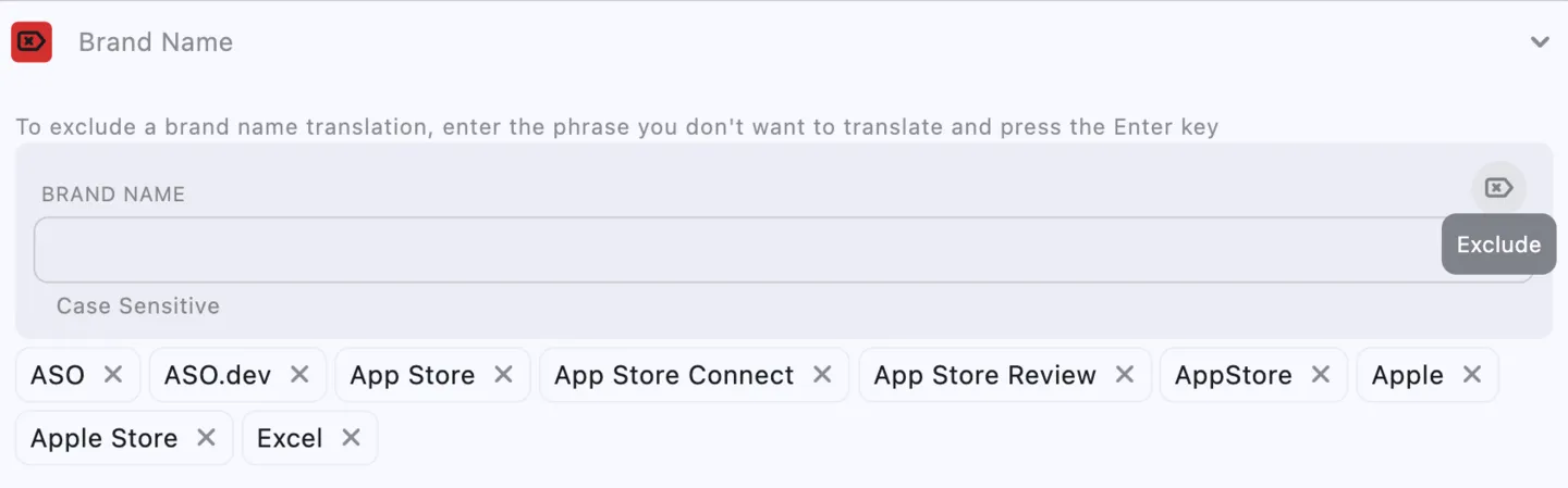 Settings: Brand Names